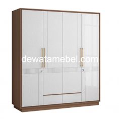 Lemari Pakaian 4 Pintu - SIANTANO LP DANTE 4D SW / Romanian Walnut - Silver Line 